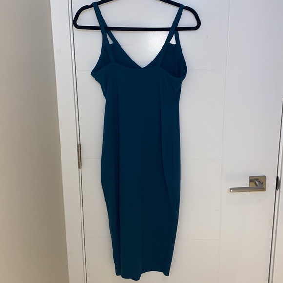 Leith Bodycon Stretch Cut Out Midi Dress Turquoise Size M - Picture 2 of 4